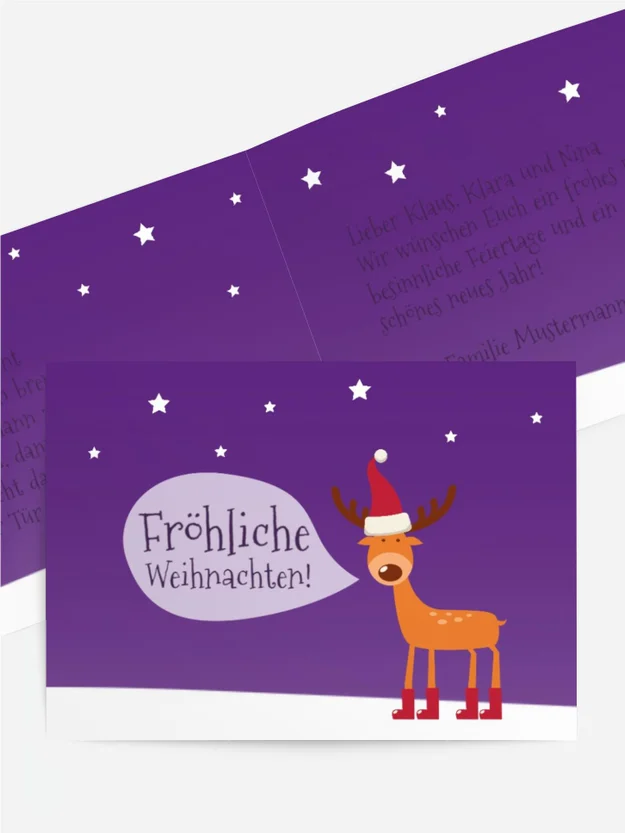 Weihnachtsgrußkarte Rentier
