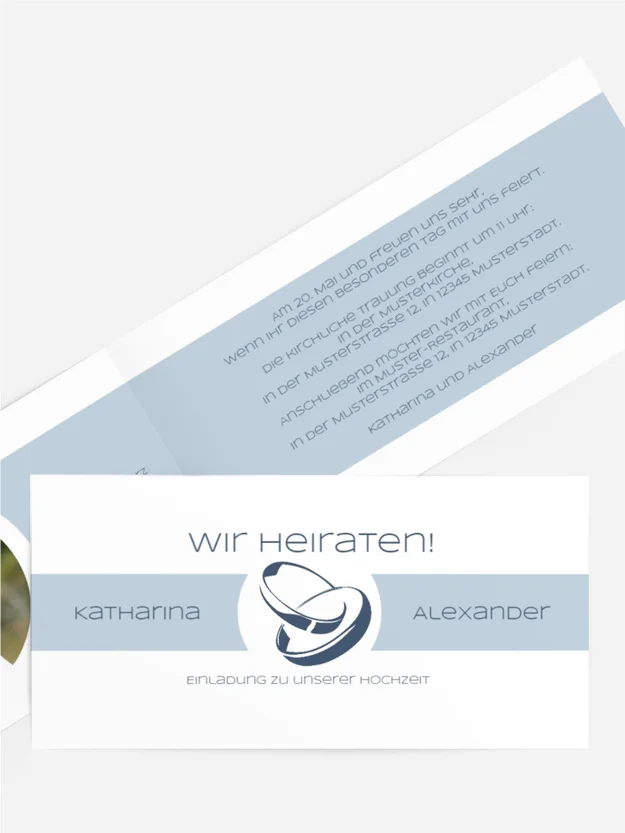 Hochzeitskarte Einladung Ringeband