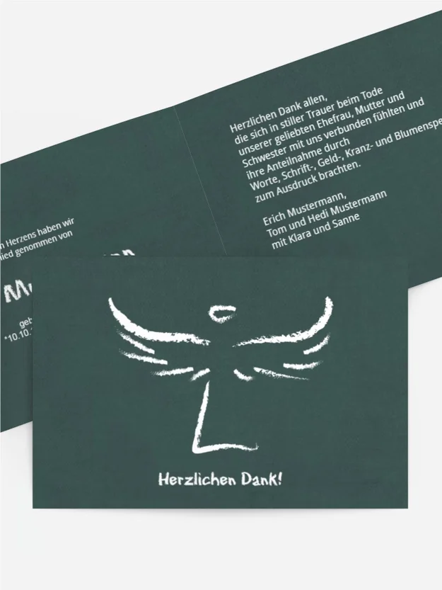 Trauerdanksagung Heavenly Wings quer