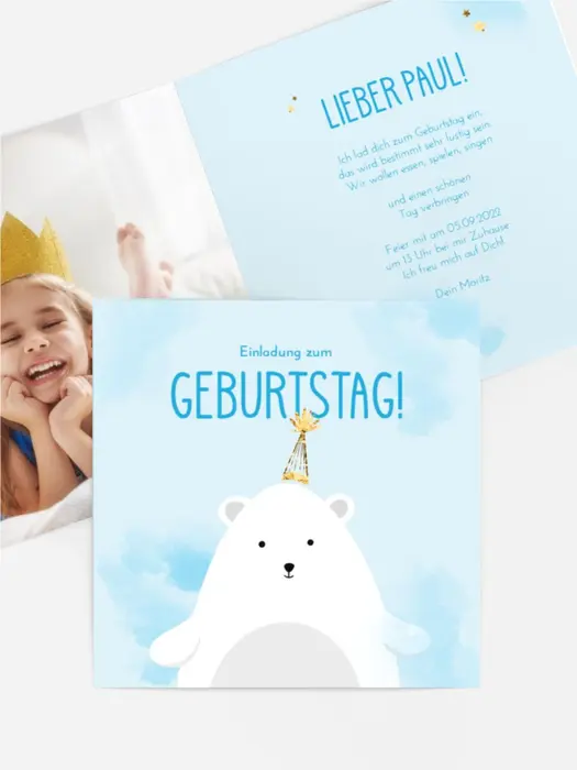 Geburtstagseinladung Festlicher Bär