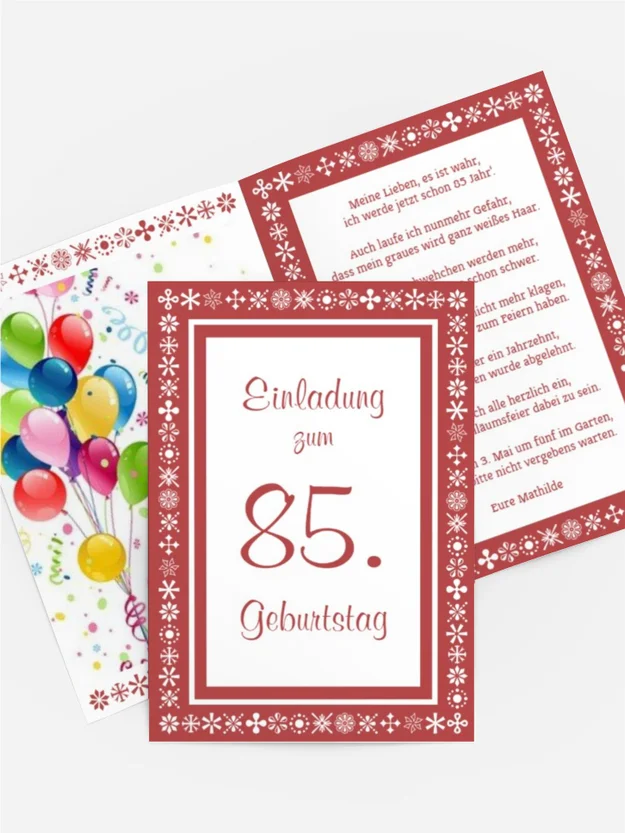 Geburtstagseinladung florale Elemente 85 Foto