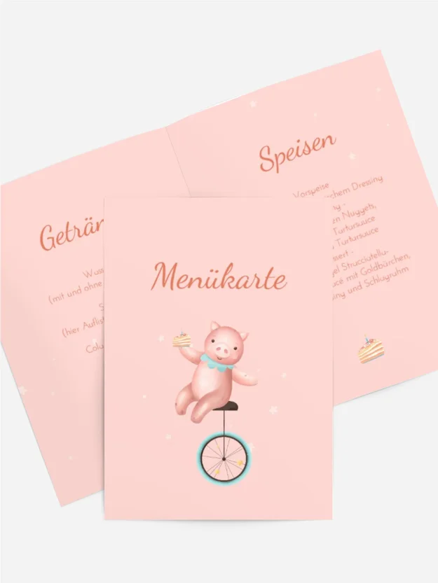 Menükarte Geburtstag Lustiges pig