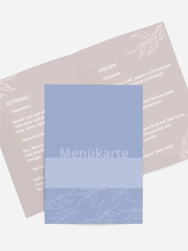 Menükarte Geburtstag Helle Blätter Menükarte Geburtstag Helle Blätter