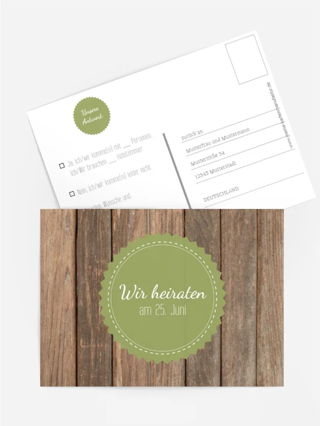 Antwortkarte Vintage Holz