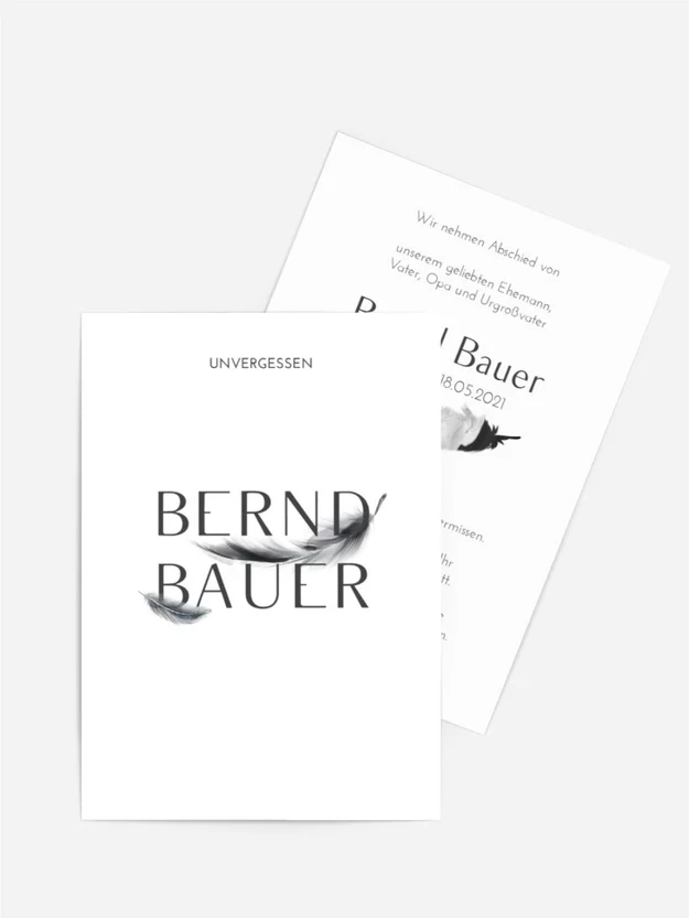 Trauerkarte Fallende Federn