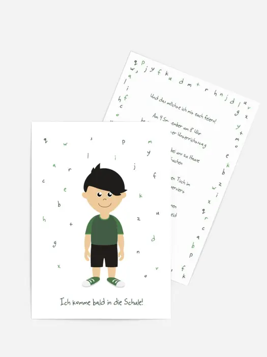Karte zur Einschulung Junge grün