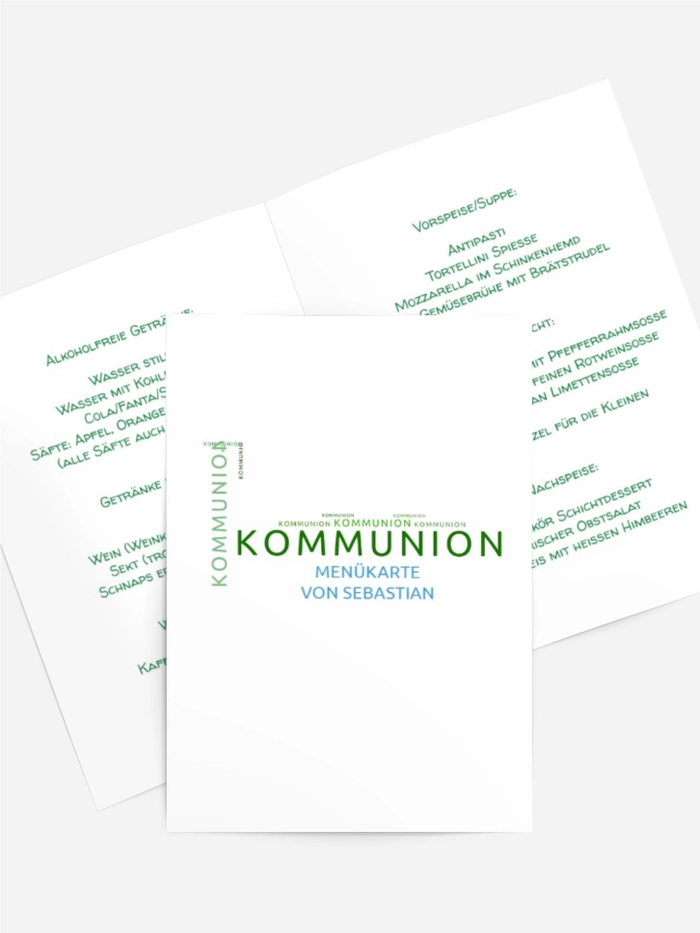 Menükarte Kommunion Script Menükarte Kommunion Script