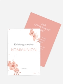 Einladungskarte Kommunion Rosa Rosen Einladungskarte Kommunion Rosa Rosen