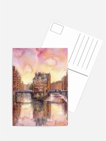 Grußkarte Aquarell Hamburger Speicherstadt