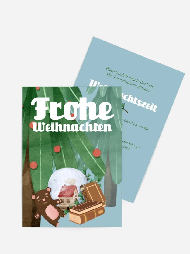 Grußkarte Weihnachten Spielzeug im Wald