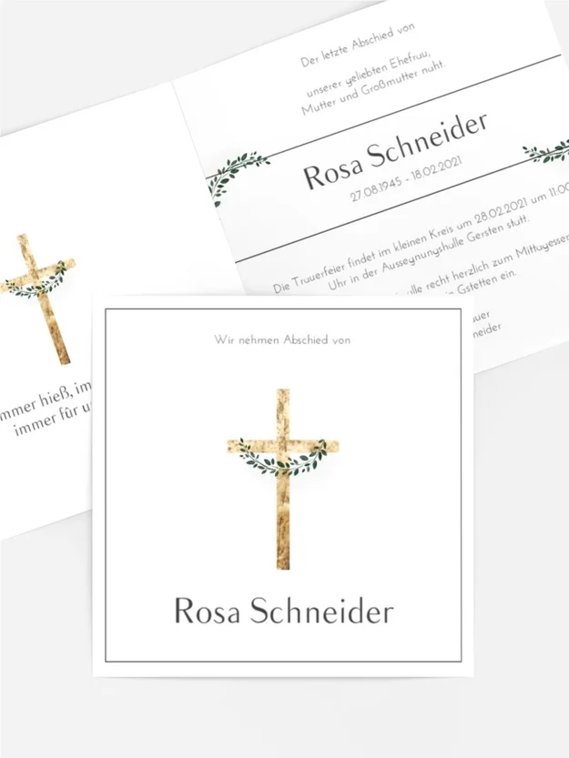 Trauerkarte Goldenes Denkmal Trauerkarte Goldenes Denkmal