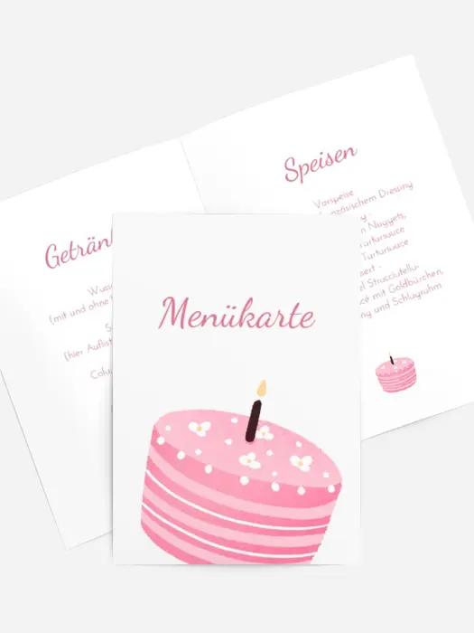 Menükarte Geburtstag Köstlicher Kuchen