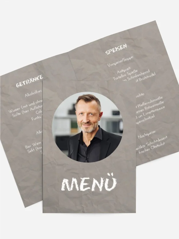 Menükarte Geburtstag Faltiges Papier