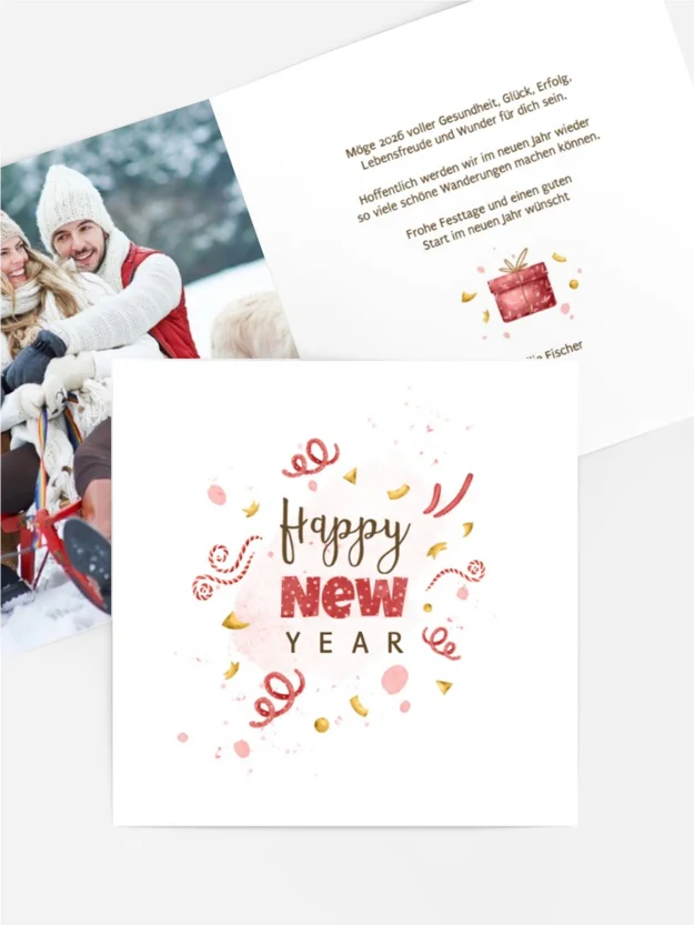 Neujahrskarte Freudige Überraschung Neujahrskarte Freudige Überraschung