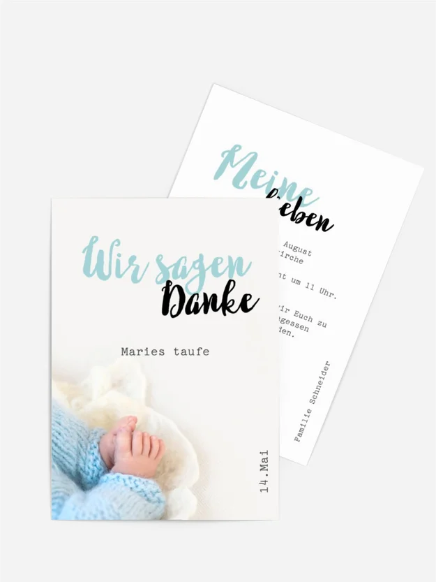 Dankeskarte Taufe Kleine Pfoten
