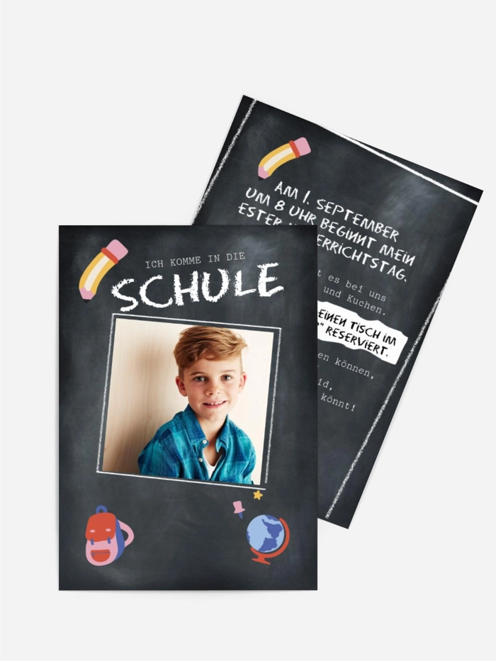 Einladungskarte Einschulung Kreideschrift Einladungskarte Einschulung Kreideschrift
