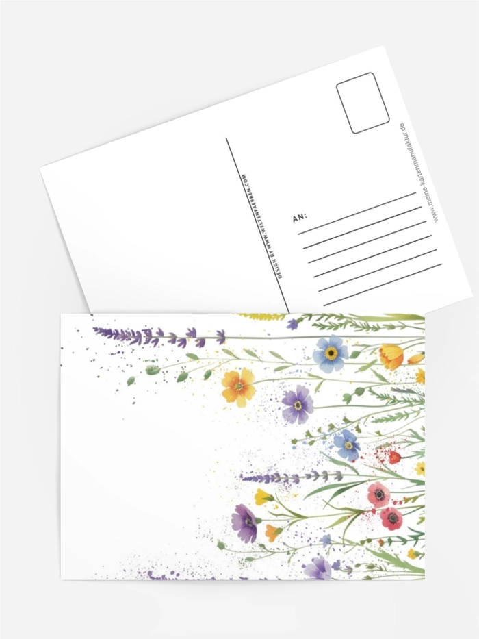 Aquarellkarte „Wiesenzauber“ Blumengrüße in bunten Farben ohne Lettering Aquarellkarte „Wiesenzauber“ Blumengrüße in bunten Farben ohne Lettering