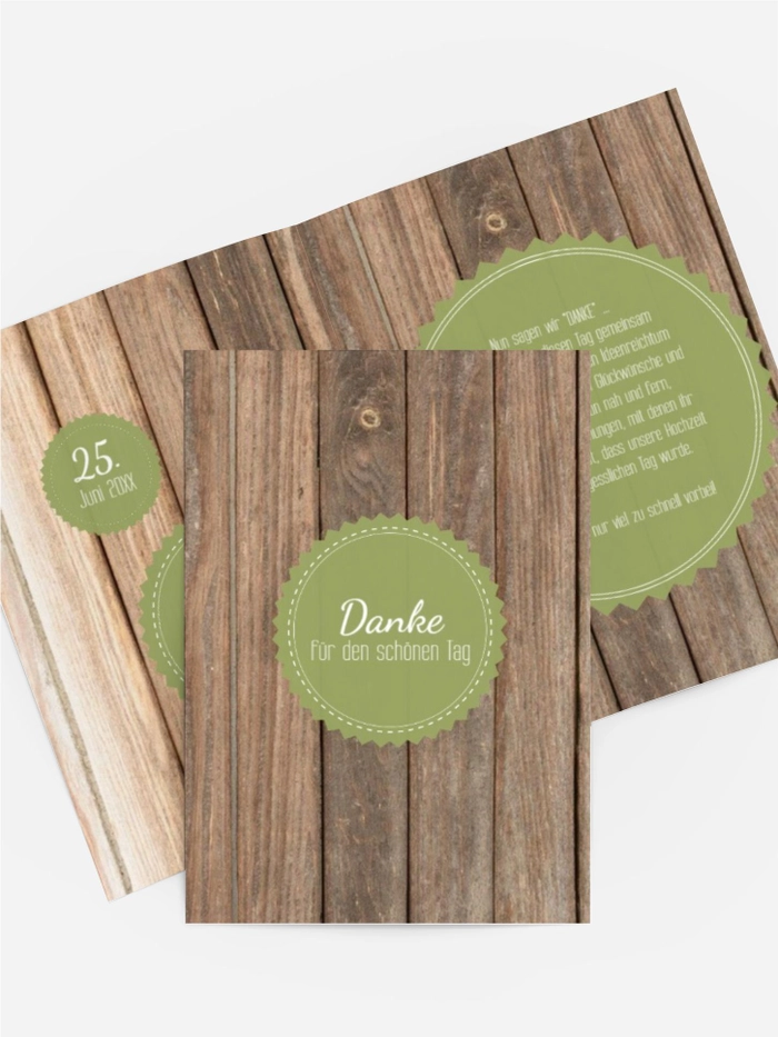 Dankeskarte Hochzeit "Vintage Holz 2"