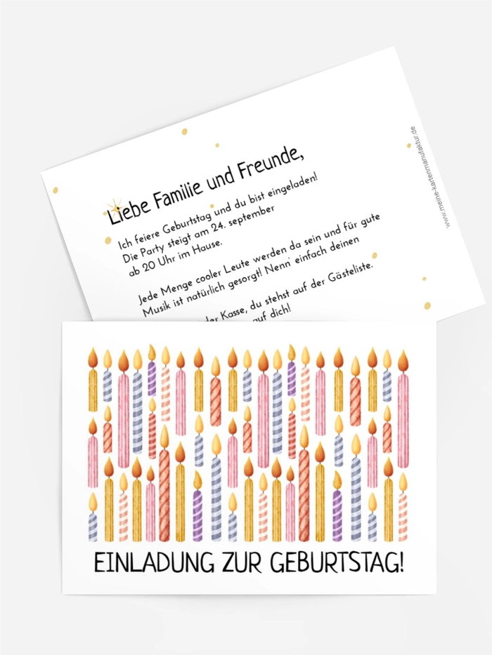 Geburtstagseinladung Feiertagskerzen Geburtstagseinladung Feiertagskerzen