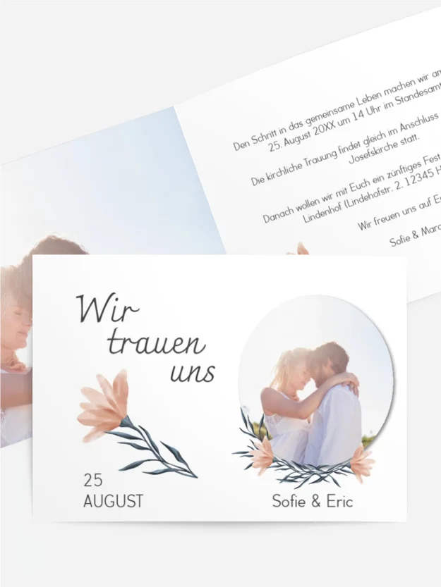 Hochzeitseinladung in Blume