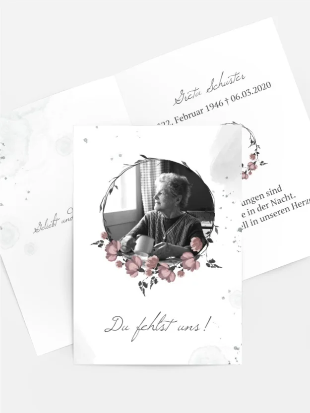 Sterbebildkarte Alpenveilchen