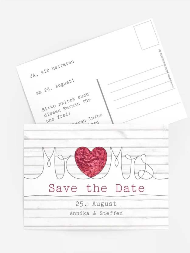 Save the Date Karte zur Hochzeit Mr&Mrs