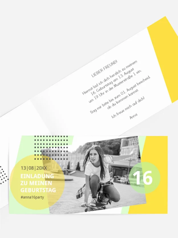 Geburtstagseinladung modern youth style