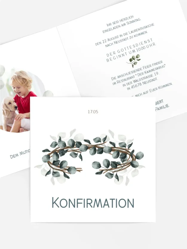 Einladungskarte Konfirmation  Zarte Blütenblätter