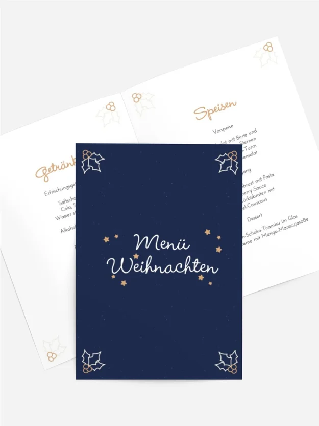 Menükarte Weihnachten Feiertagsblätter