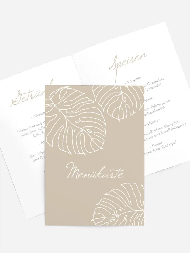 Menükarte Geburtstag Blattstruktur