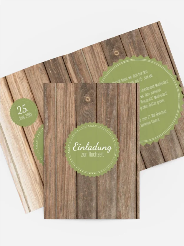Hochzeitseinladung Vintage Holz 2
