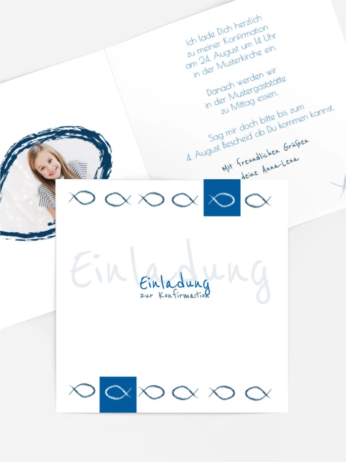 Einladungskarte Konfirmation Fische