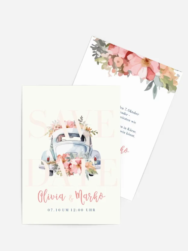 Save the Date Karte Liebe Auto