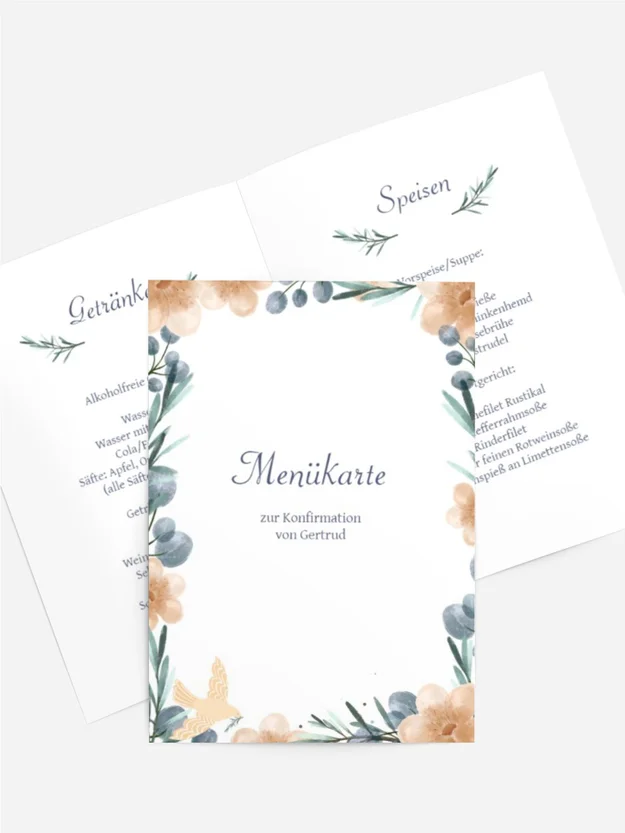 Menükarte Konfirmation Frühlingssegen