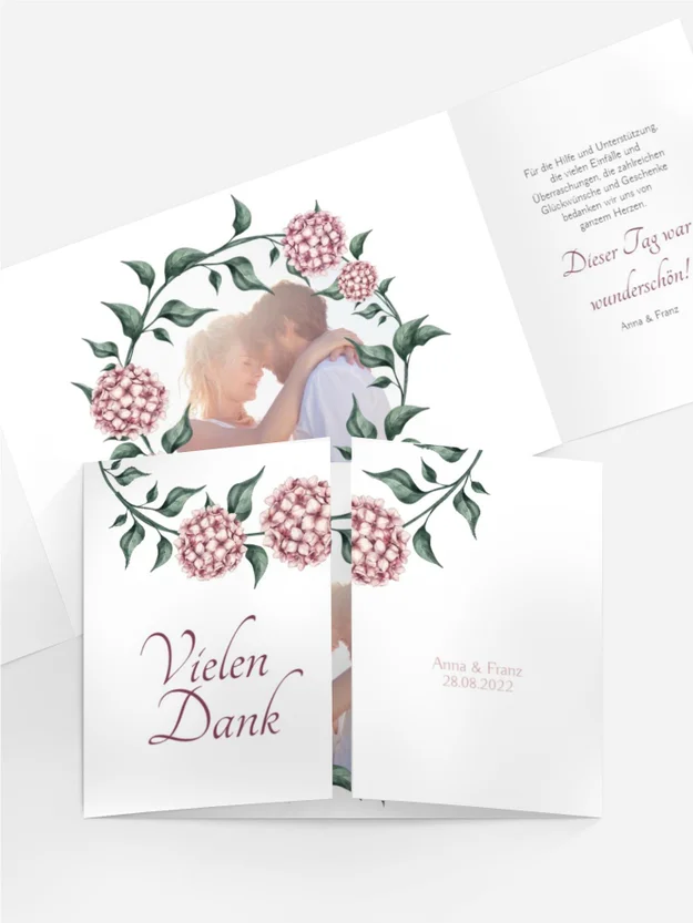 Dankeskarte Hochzeit Hortensie Dankeskarte Hochzeit Hortensie