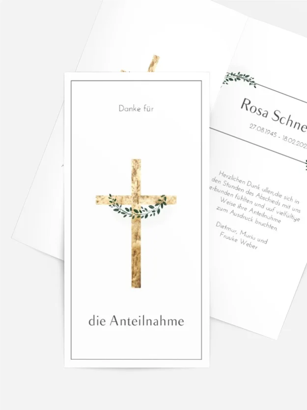 Trauerdanksagung Goldenes Denkmal