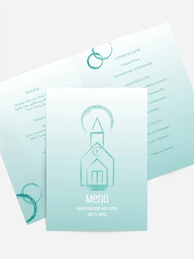 Menükarte Konfirmation Kirche Menükarte Konfirmation Kirche