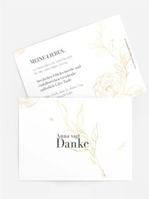 Dankeskarte Taufe Goldene Blumen