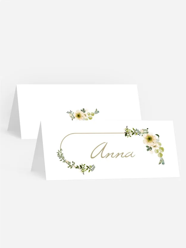 Tischkarte Konfirmation Mit Blumen verschlungen