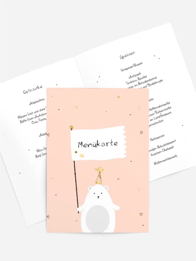 Menükarte Geburtstag Eisbär
