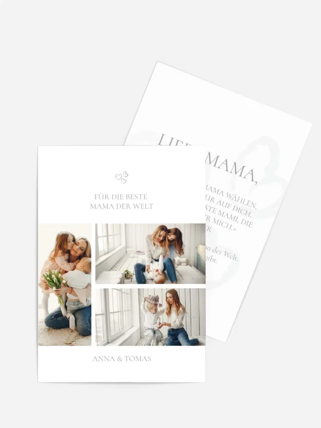 Grußkarte zum Muttertag Familienherzen