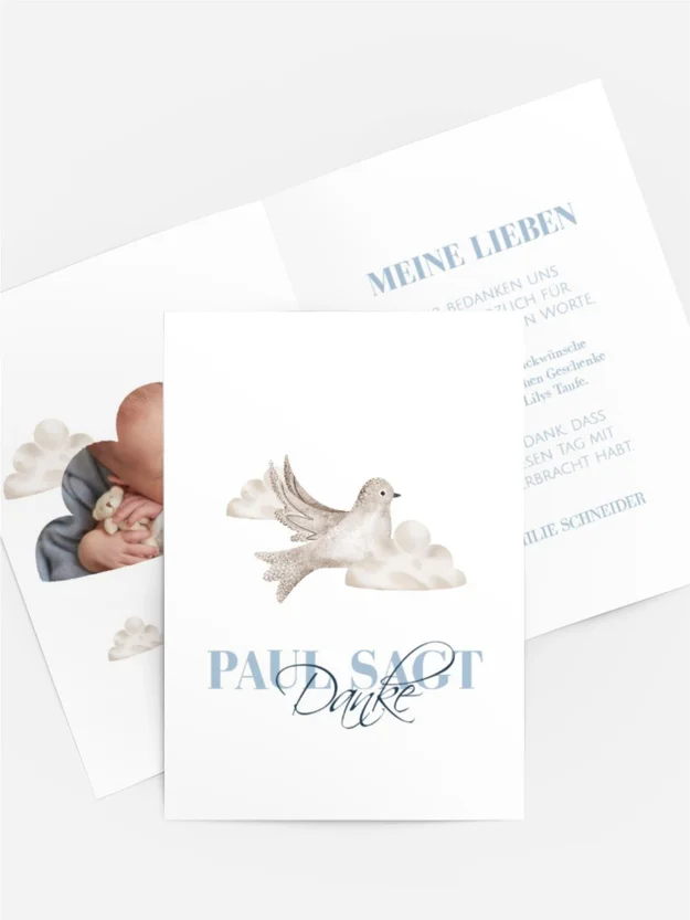 Dankeskarte Taufe Wolkenkarte