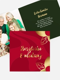 Fotoeinladung Weihnachten Goldene Blätter