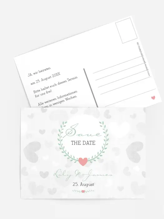 Save the Date Karte zur Hochzeit zarte Ranke