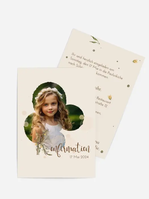 Einladungskarte Konfirmation Getrocknete Blume Einladungskarte Konfirmation Getrocknete Blume