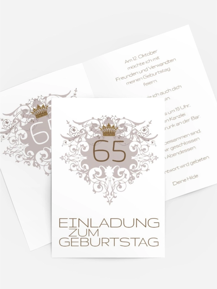 Einladung zum Geburtstag Krone 65 Einladung zum Geburtstag Krone 65