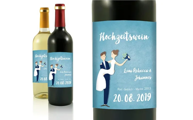 Hochzeit Flaschenetiketten In die glückliche Zukunft