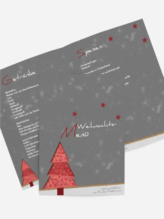 Weihnachtsmenükarte Farbbäumchen