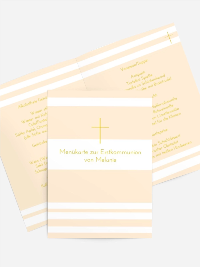 Kommunion Menuekarte Kreuz