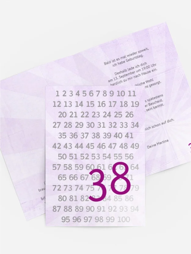 Geburtstagseinladungskarte Zahlenreihe